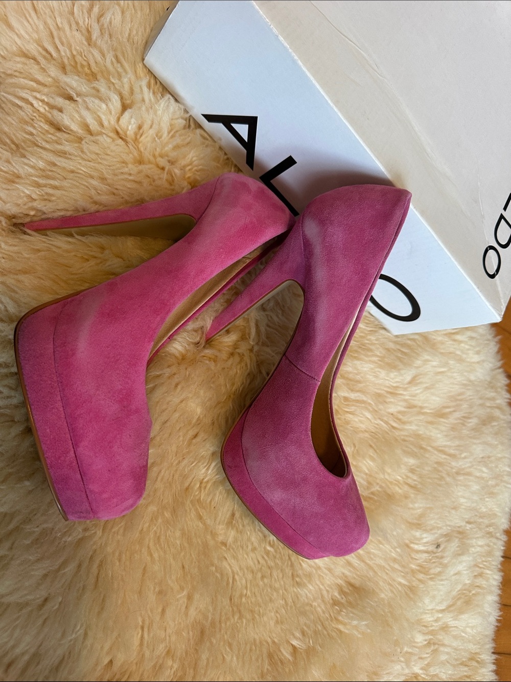 Aldo Hot Pink Suede Platform Pumps